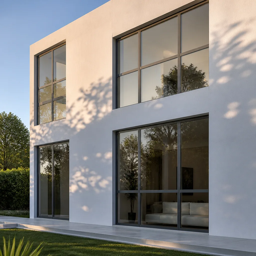 Modern house with professionally installed high-end architectural windows and glass doors